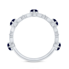 Blue Sapphire and Moissanite Vintage Stackable Ring