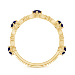 Blue Sapphire and Moissanite Vintage Stackable Ring