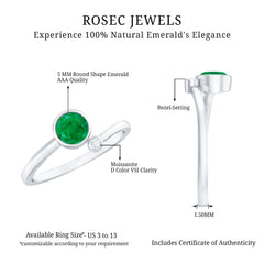 Bezel Set Emerald and Moissanite Two Stone Promise Ring
