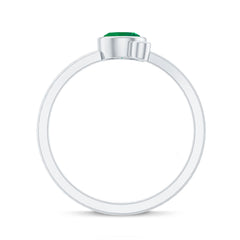 Bezel Set Emerald and Moissanite Two Stone Promise Ring