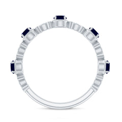 1 CT Floral Inspired Blue Sapphire and Diamond Half Eternity Ring