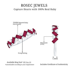 Certified Real Ruby Half Eternity Ring with Moissanite
