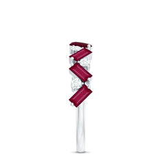 Certified Real Ruby Half Eternity Ring with Moissanite