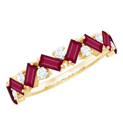 Certified Real Ruby Half Eternity Ring with Moissanite