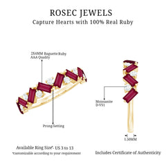Certified Real Ruby Half Eternity Ring with Moissanite