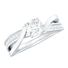 Round Shape Solitaire Moissanite Infinity Engagement Ring