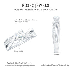 Round Shape Solitaire Moissanite Infinity Engagement Ring