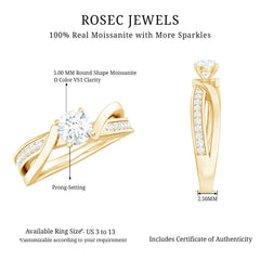 Round Shape Solitaire Moissanite Infinity Engagement Ring
