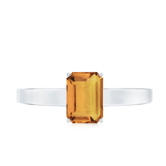 Natural 6X8mm Citrine Solitaire Emerald Cut Engagement Ring
