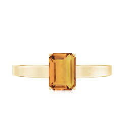 Natural 6X8mm Citrine Solitaire Emerald Cut Engagement Ring