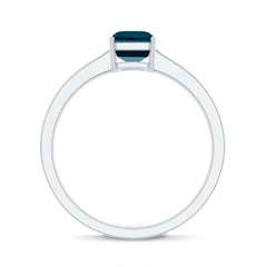 6X8mm Emerald Cut London Blue Topaz Solitaire Ring with Certificate