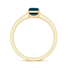 6X8mm Emerald Cut London Blue Topaz Solitaire Ring with Certificate
