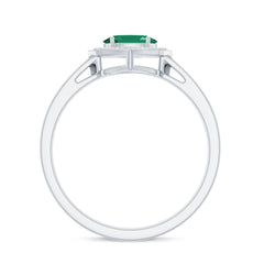Genuine Emerald Antique Looking Engagement Ring With Certificate