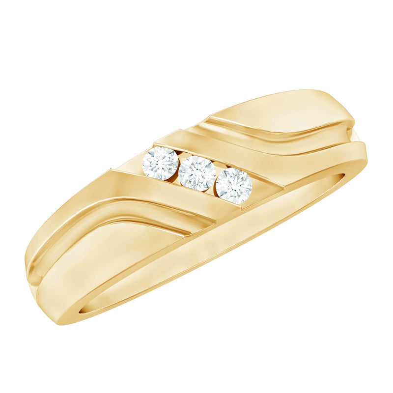 Certified Diamond Three Stone Band Ring for Men