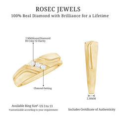 Certified Diamond Three Stone Band Ring for Men