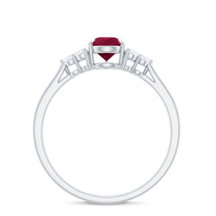Natural 0.8 Carat Ruby Pear Shaped Engagement Ring with Diamond