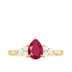 Natural 0.8 Carat Ruby Pear Shaped Engagement Ring with Diamond