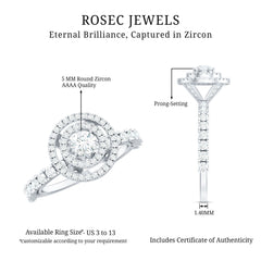 1.50 CT Antique Zircon Double Halo Engagement Ring