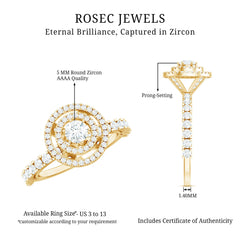 1.50 CT Antique Zircon Double Halo Engagement Ring