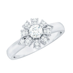 Certified Real Diamond Flower Engagement Ring for Women