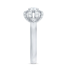Certified Real Diamond Flower Engagement Ring for Women