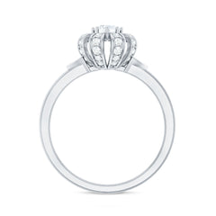 Certified Real Diamond Flower Engagement Ring for Women