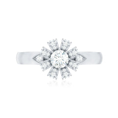 Certified Real Diamond Flower Engagement Ring for Women