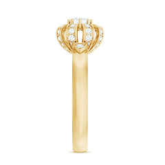 Certified Real Diamond Flower Engagement Ring for Women