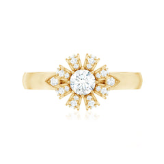 Certified Real Diamond Flower Engagement Ring for Women