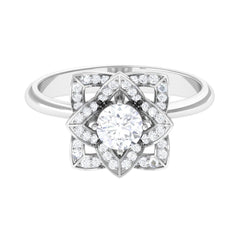 1 CT Zircon Vintage Floral Engagement Ring