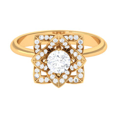 1 CT Zircon Vintage Floral Engagement Ring