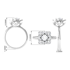 1 CT Zircon Vintage Floral Engagement Ring