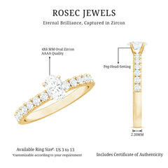 1.25 CT Zircon Solitaire Ring with Side Stones