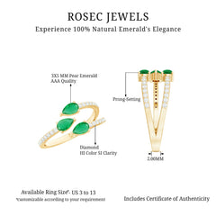 Pear Shaped Emerald and Diamond 3 Stone Statement Ring