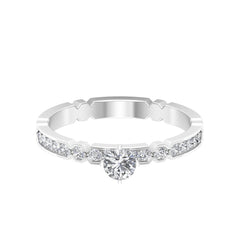 Shimmery Diamond Solitaire Engagement Ring with Side Stone