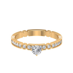 Shimmery Diamond Solitaire Engagement Ring with Side Stone