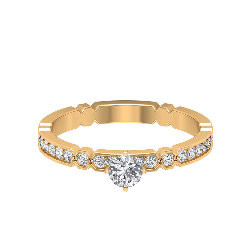 Shimmery Diamond Solitaire Engagement Ring with Side Stone