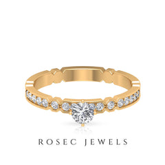 Shimmery Diamond Solitaire Engagement Ring with Side Stone