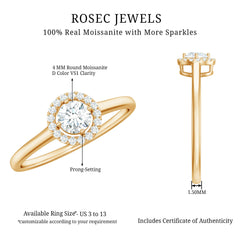 Certified Moissanite Promise Ring for Her with Halo