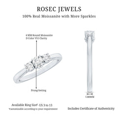 Brilliant Cut Moissanite 3 Stone Promise Ring for Women