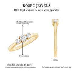 Brilliant Cut Moissanite 3 Stone Promise Ring for Women
