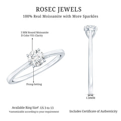 Solitaire Moissanite Promise Ring in Cathedral Shank