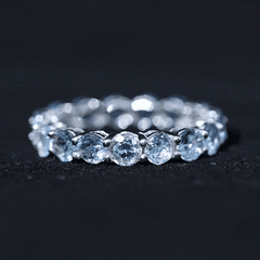 Natural Aquamarine Full Eternity Wedding Band