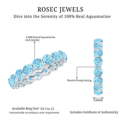 Natural Aquamarine Full Eternity Wedding Band