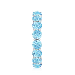 Natural Aquamarine Full Eternity Wedding Band
