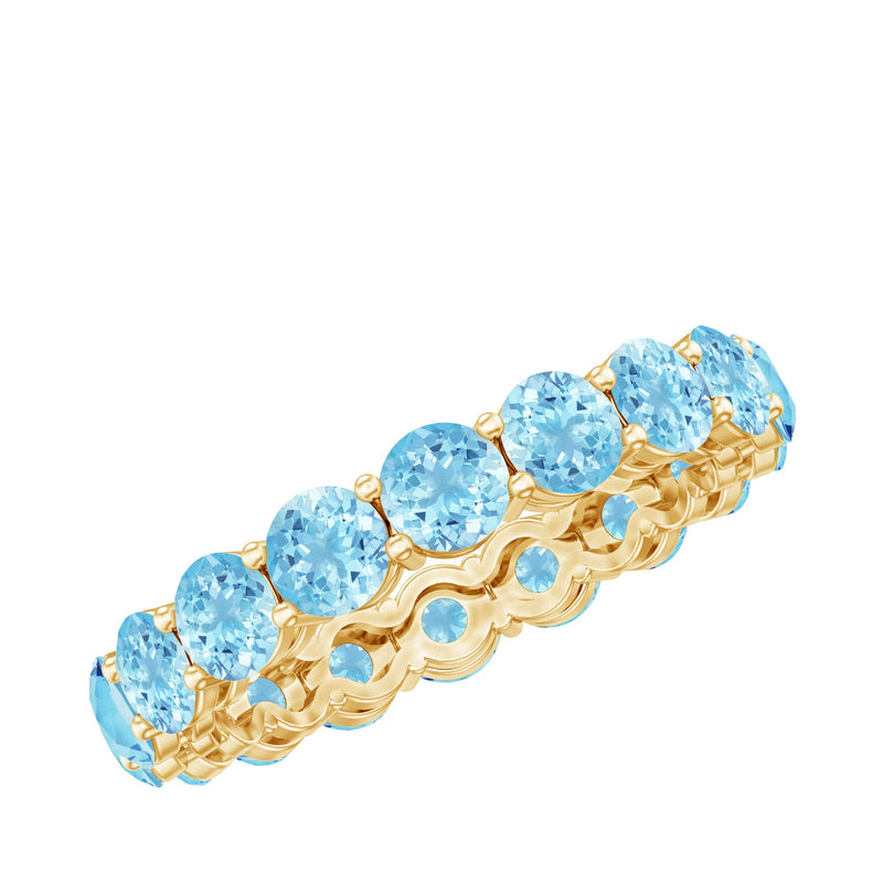 Natural Aquamarine Full Eternity Wedding Band