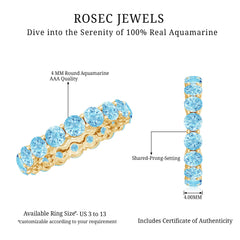 Natural Aquamarine Full Eternity Wedding Band