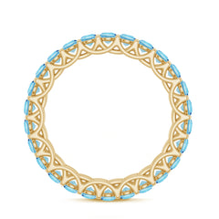 Natural Aquamarine Full Eternity Wedding Band