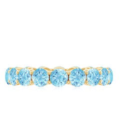 Natural Aquamarine Full Eternity Wedding Band