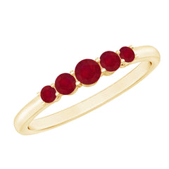 Natural July Birthstone Ruby 5 Stone Ring for Promise